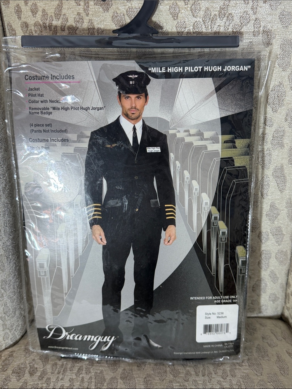New Men’s Mile High Pilot Black Pilot Jacket Halloween Costume Size Adult Medium